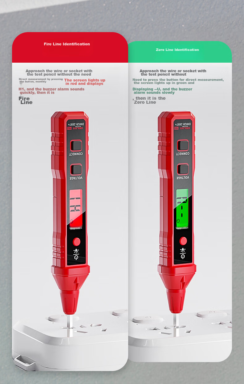 DELIXI Smart Voltage Tester, Multi-Functional Wire Detector with Digital Display, Professional Electrician's Induction Voltage Pe 5