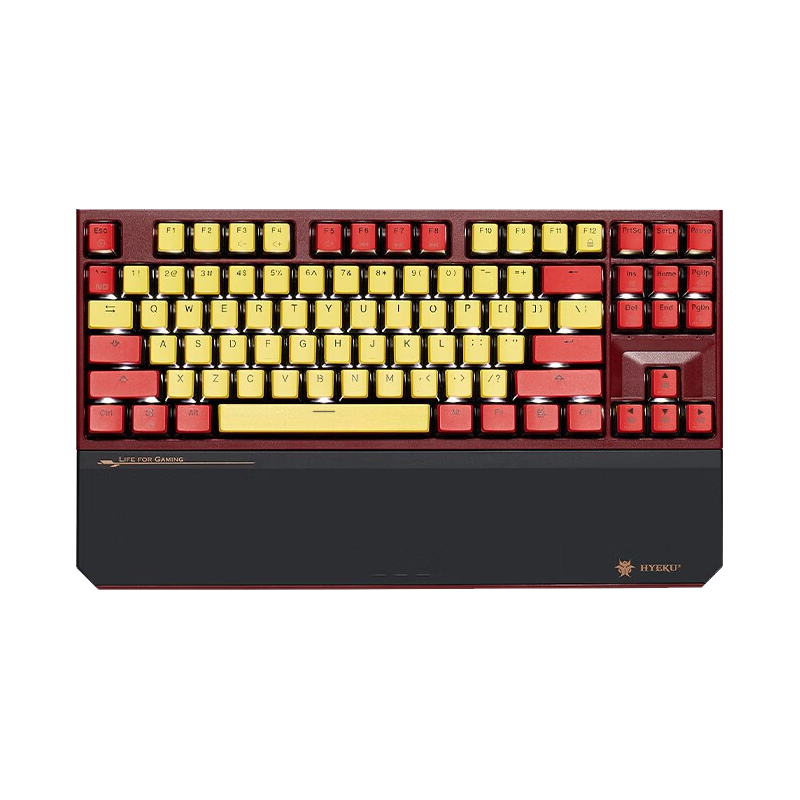 Hyeku X3 87-Key Wired/wireless Dual-Mode Gaming Mechanical Keyboard, Office PBT Keycaps, Kaiva BOX New Switch with Clip, Wrist Rest, Tequila Sunrise, Kaiva Rose Red Switch