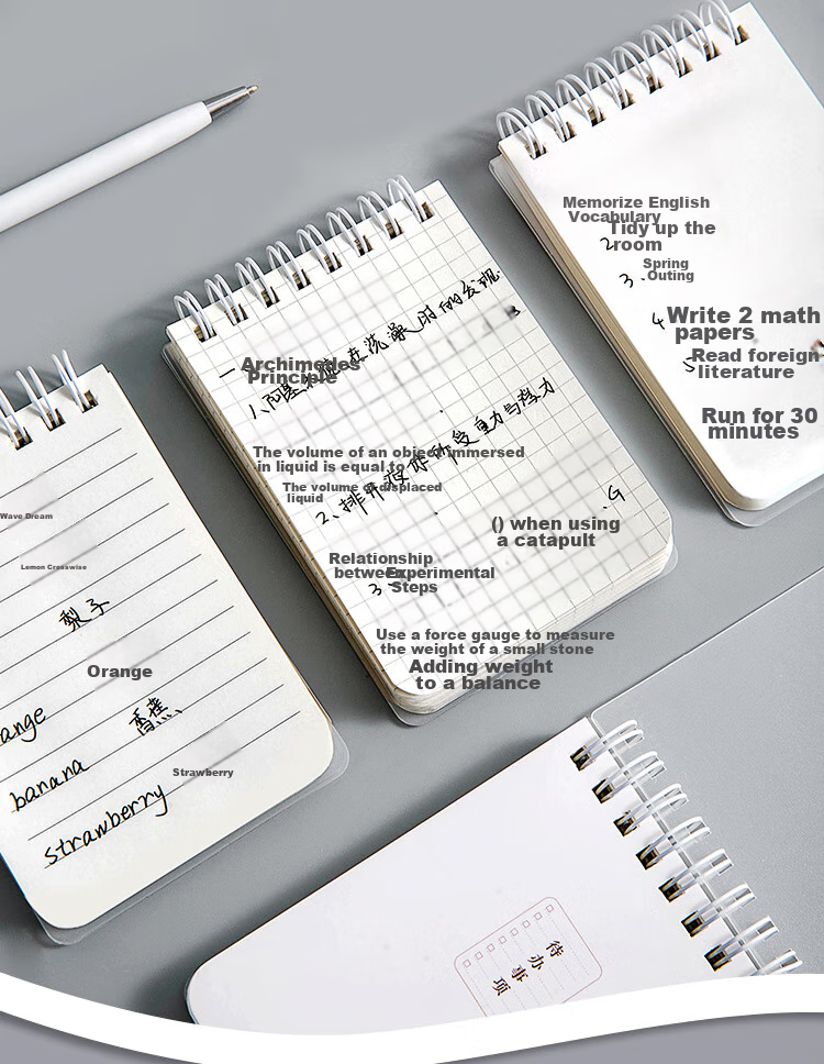 Sannianerban A7/80 Mini Portable Spiral Notebook, Student Journal, Pocket Notepad, Vocabulary Book, Record Book, Grid Single Notebook 3