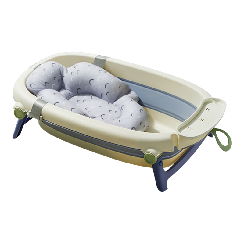 Babycare Foldable Baby Bath Tub, Bathing Aid, Portable Bathtub for Swimming, Single Bathing Bucket, Glacier Blue