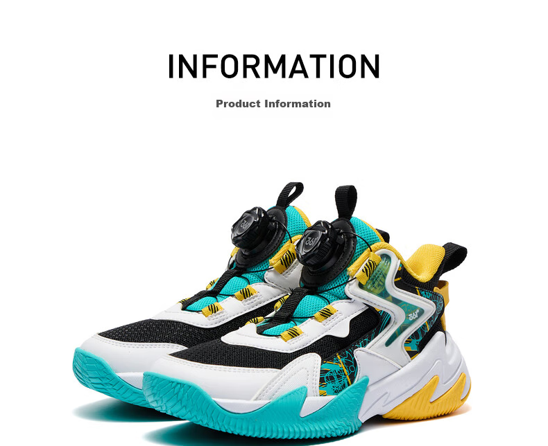 361° Hanjiang | Children's Basketball Shoes, Spring And Autumn Practical, for Ages 3-7, Rotary Buckle Basketball Shoes, Black Size 28 33