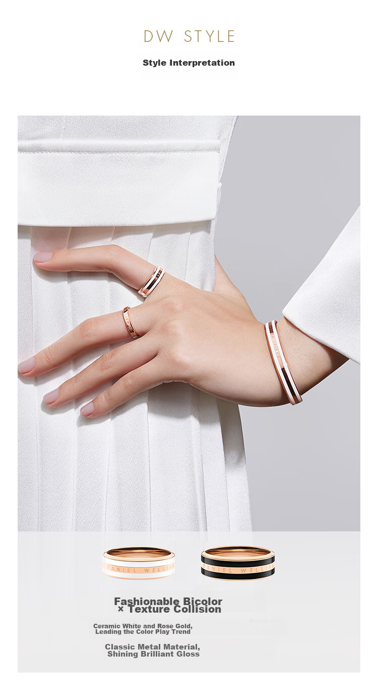 DanielWellington DW Ring for Men, Shining Black Rose Gold Size 60 Couple Rings DW319 Birthday Gift for Me 3