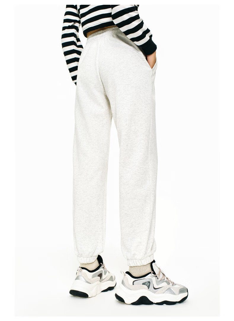ANTA Snow Owl Fleece-Lined Knit Jogger Pants Women's Winter Casual Warm Trousers College Sports Pants 32