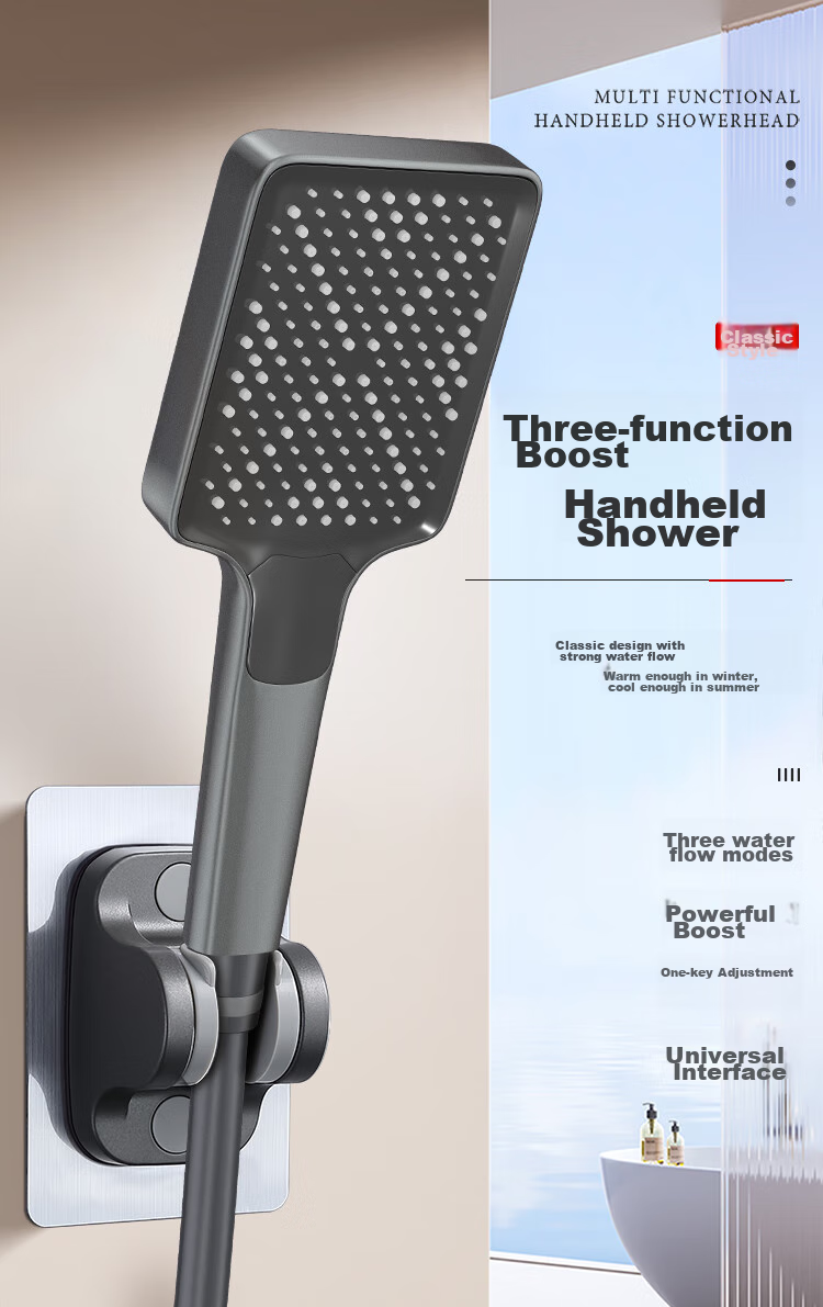 Larsd Pressurized Shower Head, Handheld Shower Sprayer, Three Water Flow Settings, Bathing Rain Shower, Showerhead LD5587 1