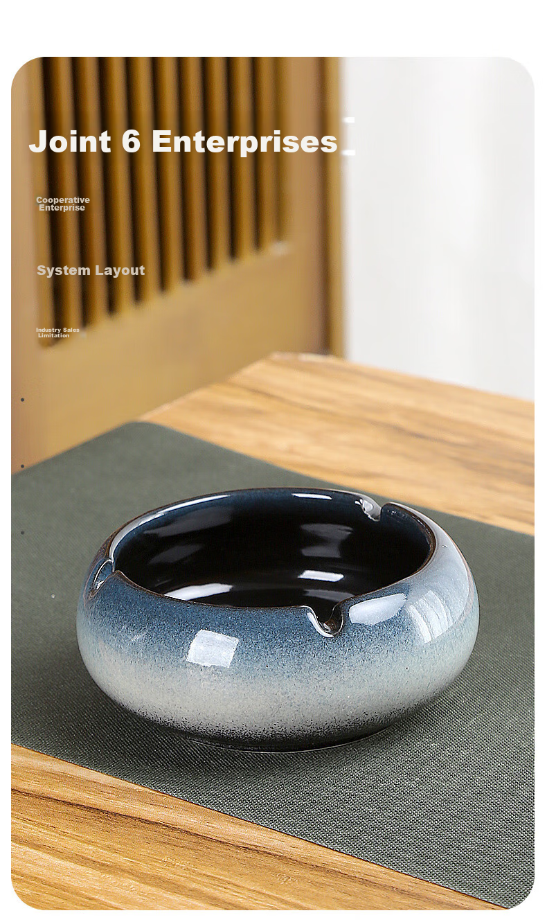 Bangushan Ashtray for Living Room And Office, Anti-Flying Ash, Father's Ashtray, Light Luxury Nordic Gradient Blue And White Ashtray 2