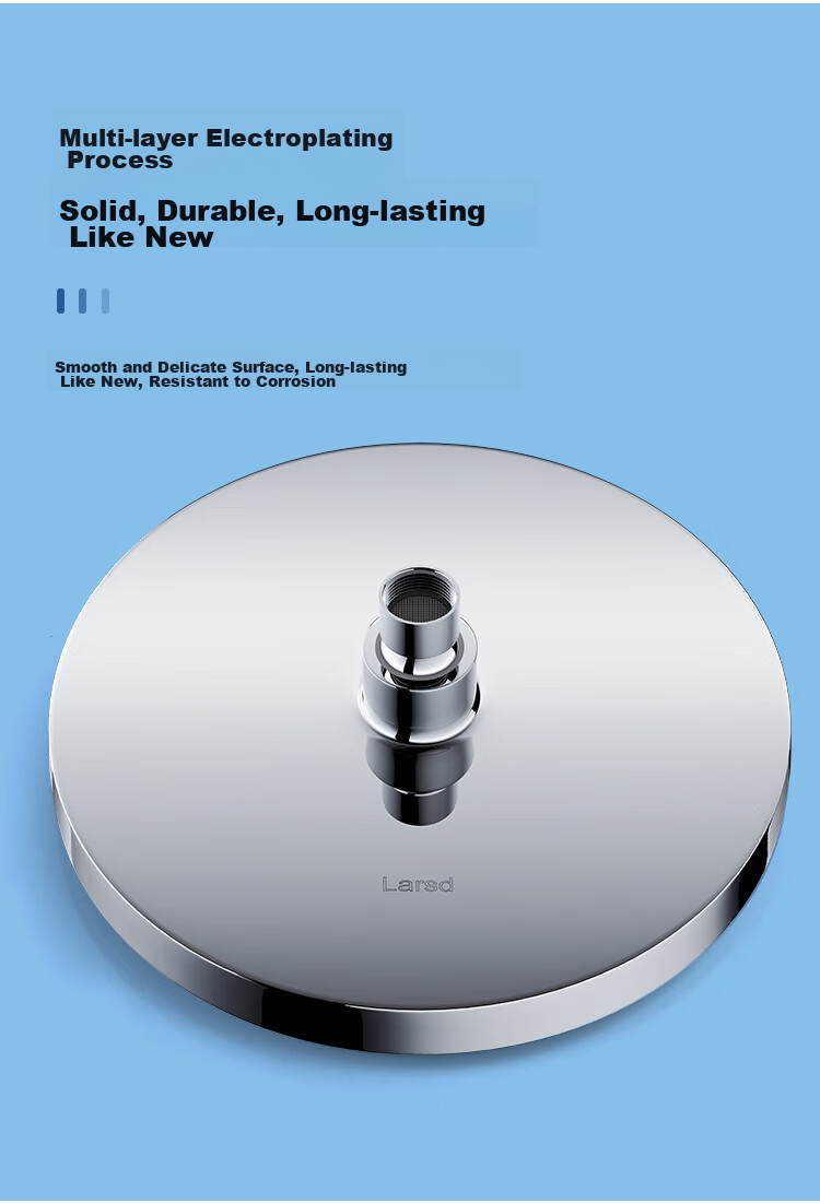 Larsd Top Spray Shower Head, Shower Head with Top Spray, High-Pressure Water-Saving Ultra-Thin Round Large Top Spray AL8075 14