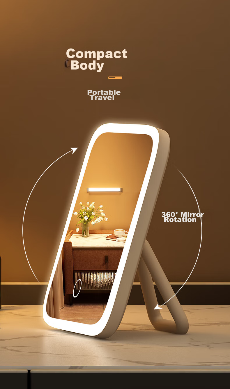 JEPPE LED Makeup Mirror with Light, Three-Color Portable Folding Vanity Mirror, Gift for Girlfriend, Fill Light 5