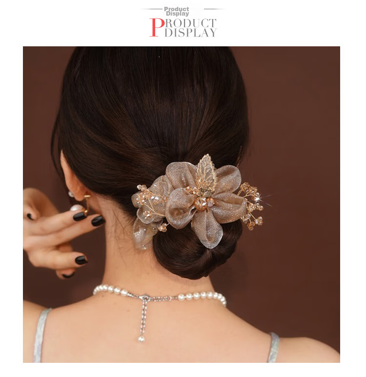 CHIMERA Organza Hair Tie, Back of Head Hair Clip, Hair Flower, Hair Accessory, Hair Barrette, Women's Mid-Autumn Festival Gift 4
