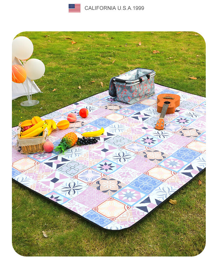 TFO Sixth Generation Outdoor Picnic Mat, Park Camping Seat Mat, Multi-Layer Waterproof Ground Mat C2502203, Purple 2