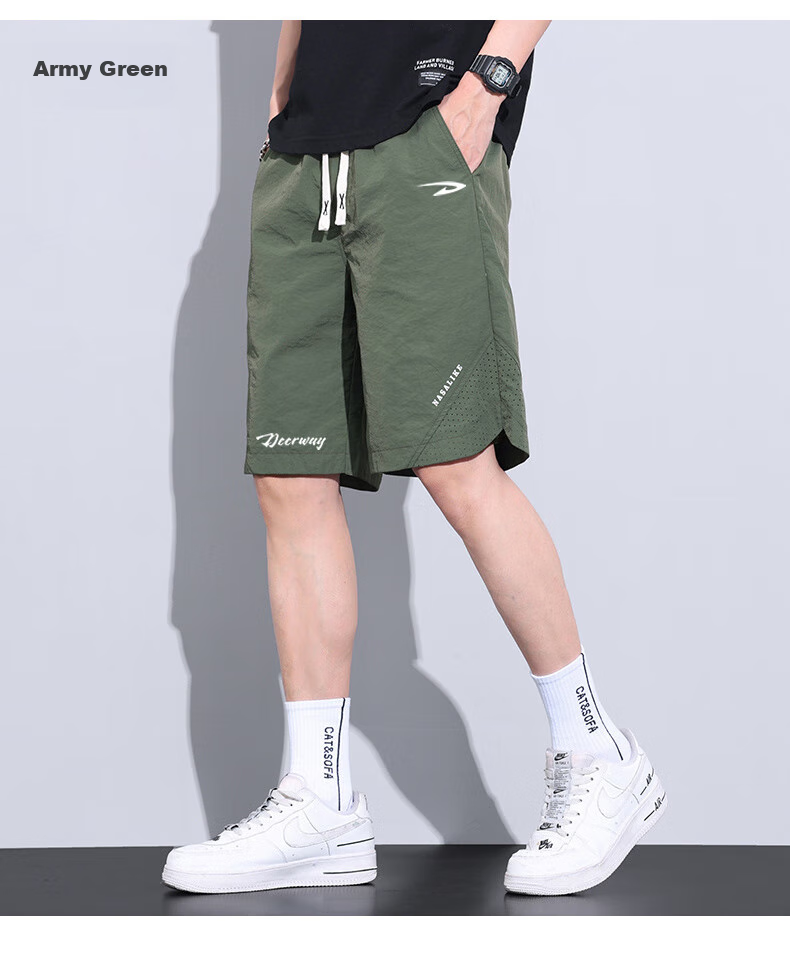 DEERWAY Men's Shorts, Casual Mid-Length Pants, Knee-Length Shorts, Summer Sports Loose-Fitting Pants for Young And Middle-Aged Outdoor Quick-Dry Trousers, Gray, XL 11