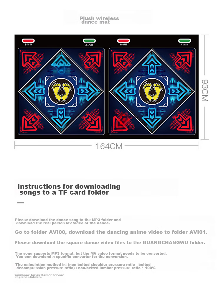 HongTai Double-Person Wireless Dance Mat, Home TV Dance Machine, Game Motion Sensing Hand And Foot Dancing, Leg Beautifying, Children's Running Mat 33