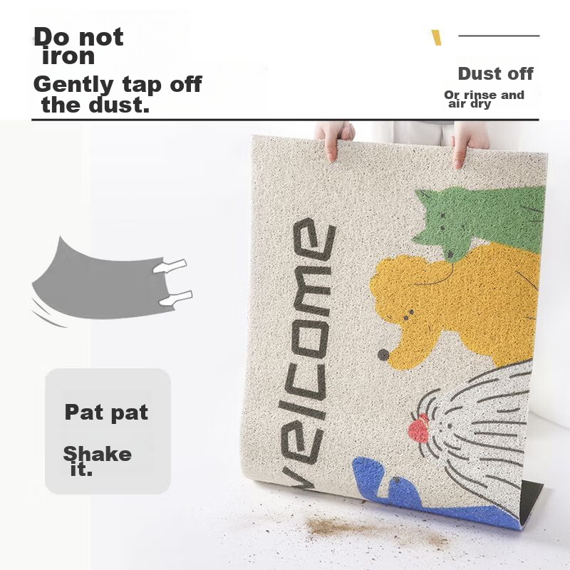 Qiqijia Entrance Door Mat, Home Use Non-Slip Foot Mat, Cartoon Silk Loop Doormat, Dirt-Scraping Door Mat, Entrance Mat