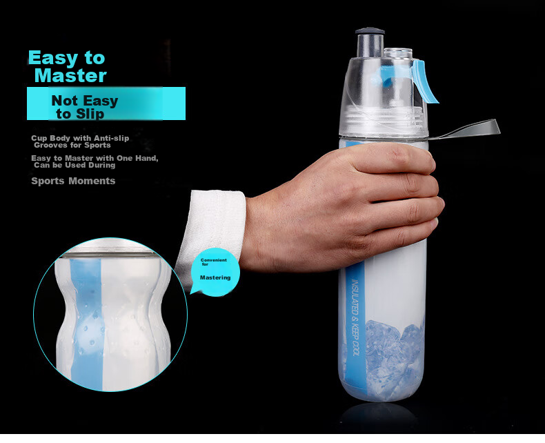 BIKEBROS Cycling Water Bottle, Sports Fitness Large Capacity Spray Cool Portable Handheld Cup, Summer Ice Water Bottle for Men Women Students 16
