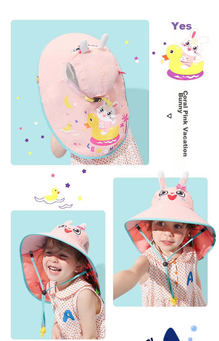 Lemonkid Children's Sun Protection Hat, Boys And Girls Sun Visor, Baby Fisherman Hat, Sun Hat, Peach Pink Magic Unicorn, 56cm 13