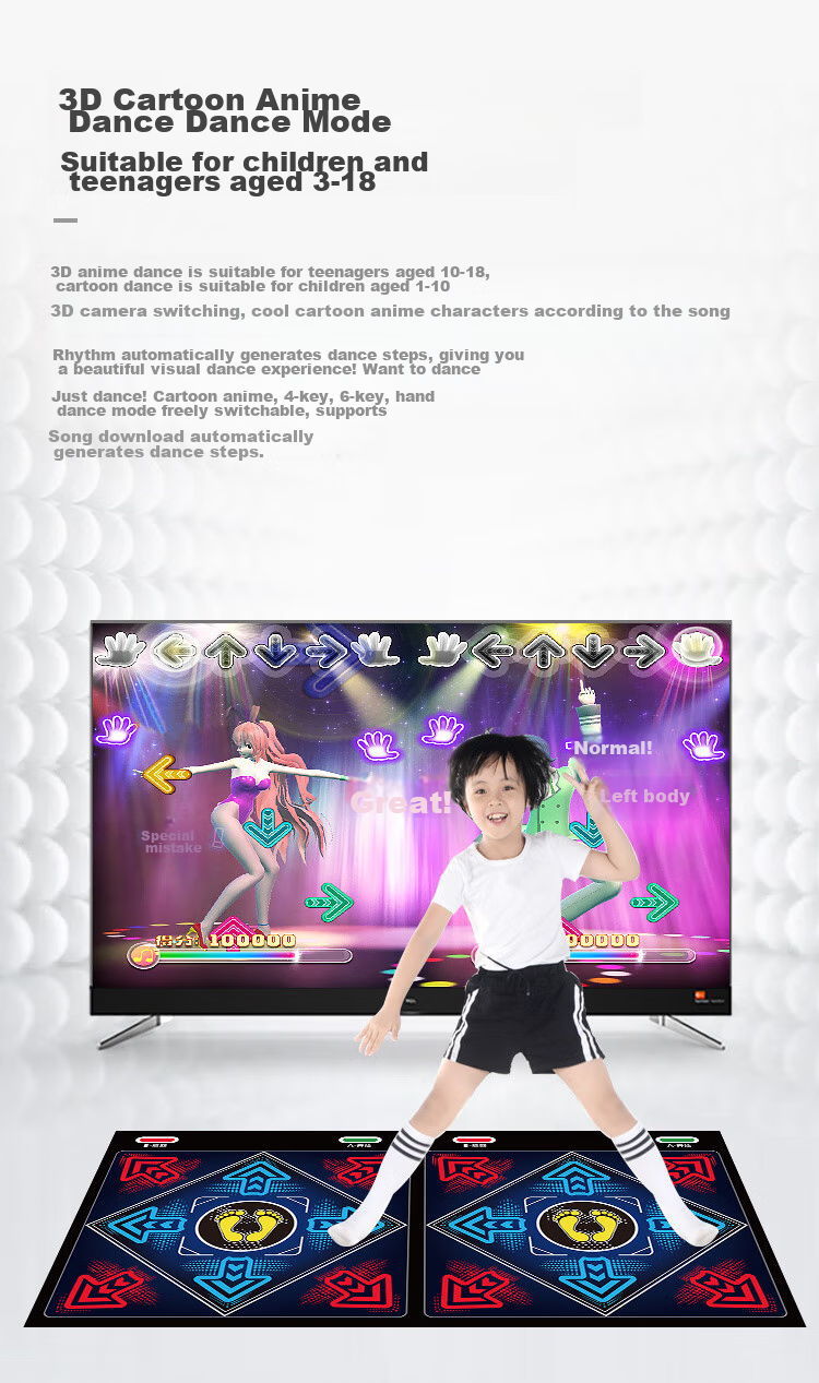 HongTai Double-Person Wireless Dance Mat, Home TV Dance Machine, Game Motion Sensing Hand And Foot Dancing, Leg Beautifying, Children's Running Mat 20