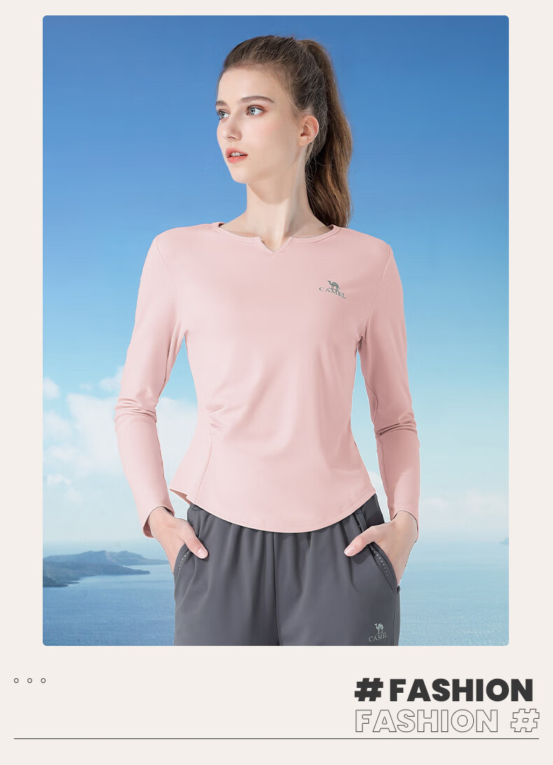 CAMEL Women's Sportswear Set, New Yoga Fitness Pilates Elastic Short-Sleeve Top And Long Pants, Anti-Exposure Two-Piece Athletic Outfit 70