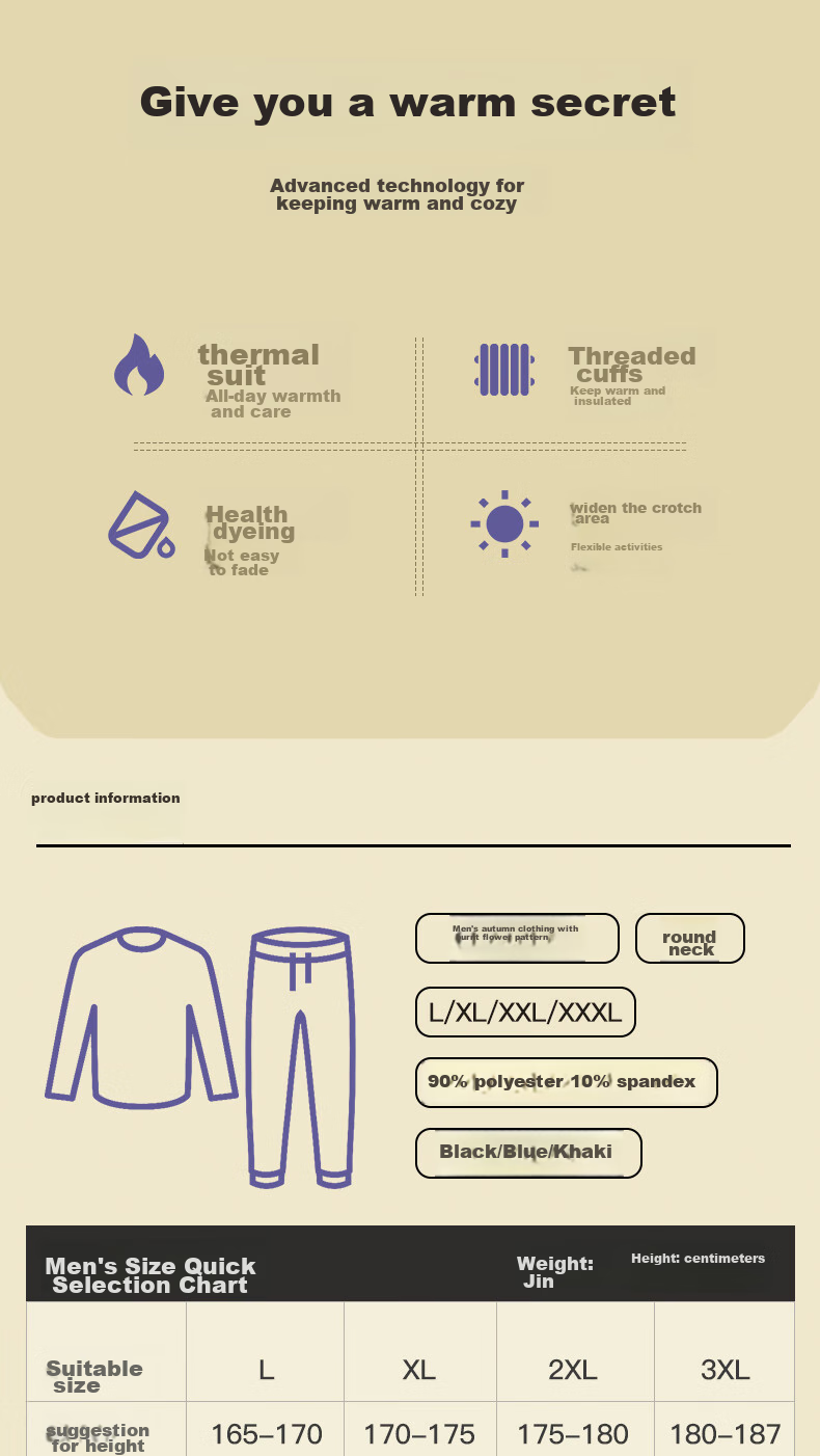 LangSha Cotton Sweater Men's Autumn Underwear Set, New Autumn And Winter Slim-Fit Thin Thermal Underwear for Young Me 4