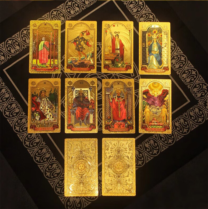 Miaoji Authentic Rider-Waite Tarot Cards PVC High-Quality Gold Foil Full Set Waterproof Gift Box Simple Packaging Devil Eye MJ8659 8