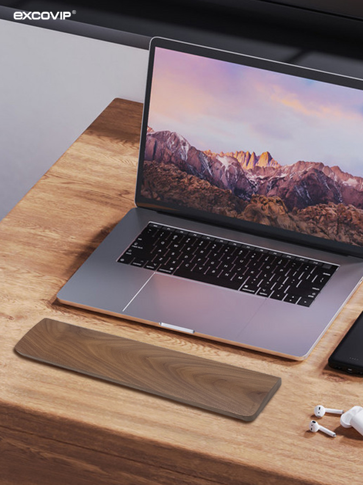 EXCO Black Walnut 104-Key Wooden Keyboard Tray Rounded Edge Mechanical Keyboard Wrist Rest Computer Palm Support Mouse Pad Gaming Wooden Wrist Pad Large 108-Key 0620 14