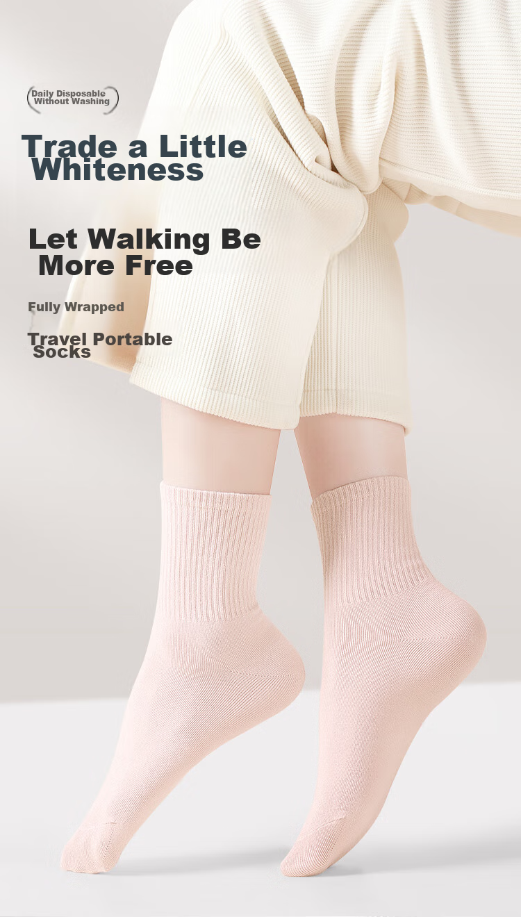 CHUYISHENG Disposable Socks for Children, Travel Spring And Summer Unisex Daily Wear Mid-Calf Socks, Sweat-Absorbing And Breathable 1