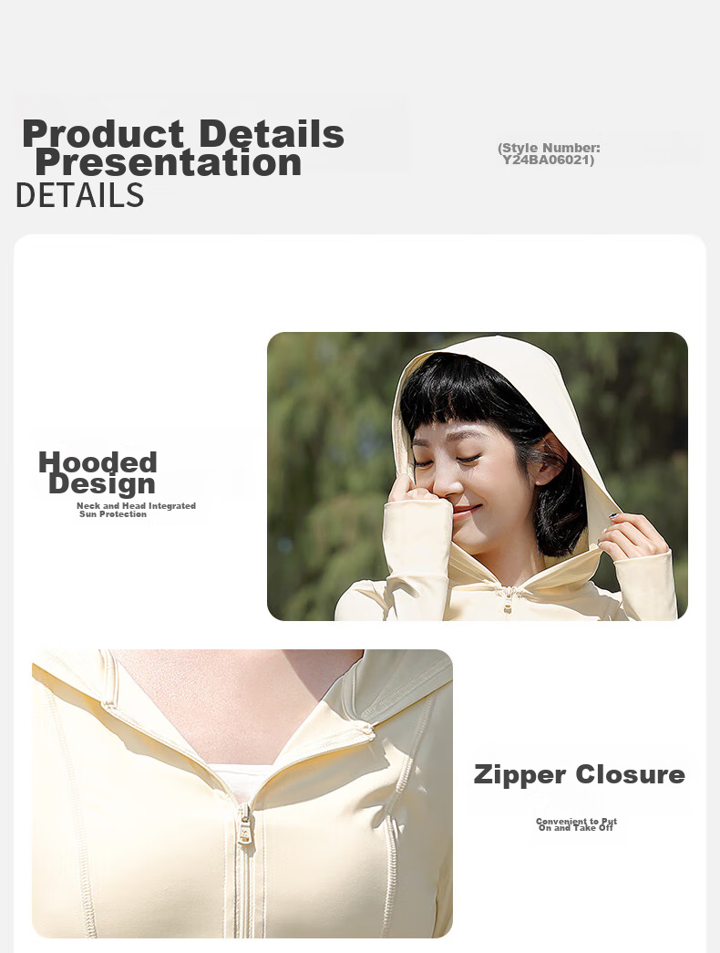 CAMEL Quick-Dry Sun Protection Jacket for Women, Original Yarn Ice-Feel Outdoor Sports Hoodie, Slim-Fit New Summer Top Coat 48