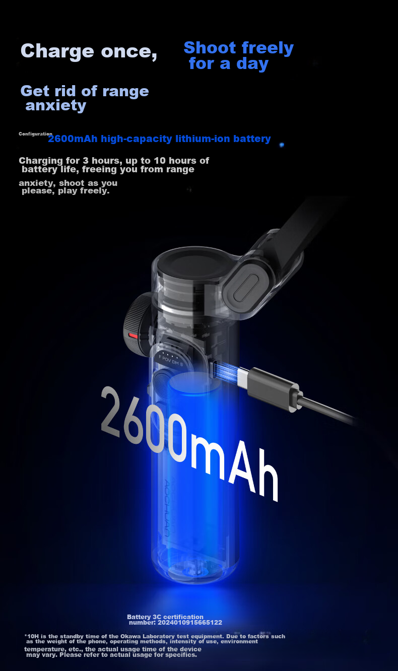 Aochuan Smart XE AI Smartphone Stabilizer with Face Tracking Selfie Stick, Multi-Functional Anti-Shake Shooting Handheld Stabilizer for Live Streaming, Follow-Up Shooting And Travel 10