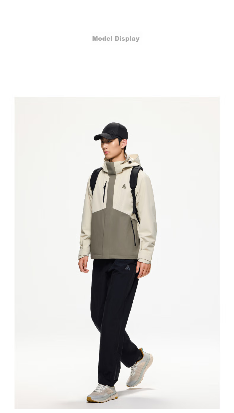 ANTA Water Shell Jacket | Dadi Zhike 3.0 Functional Three-In Jacket for Men, Windproof, Waterproof, Fleece-Lined, Two-Piece Set 40