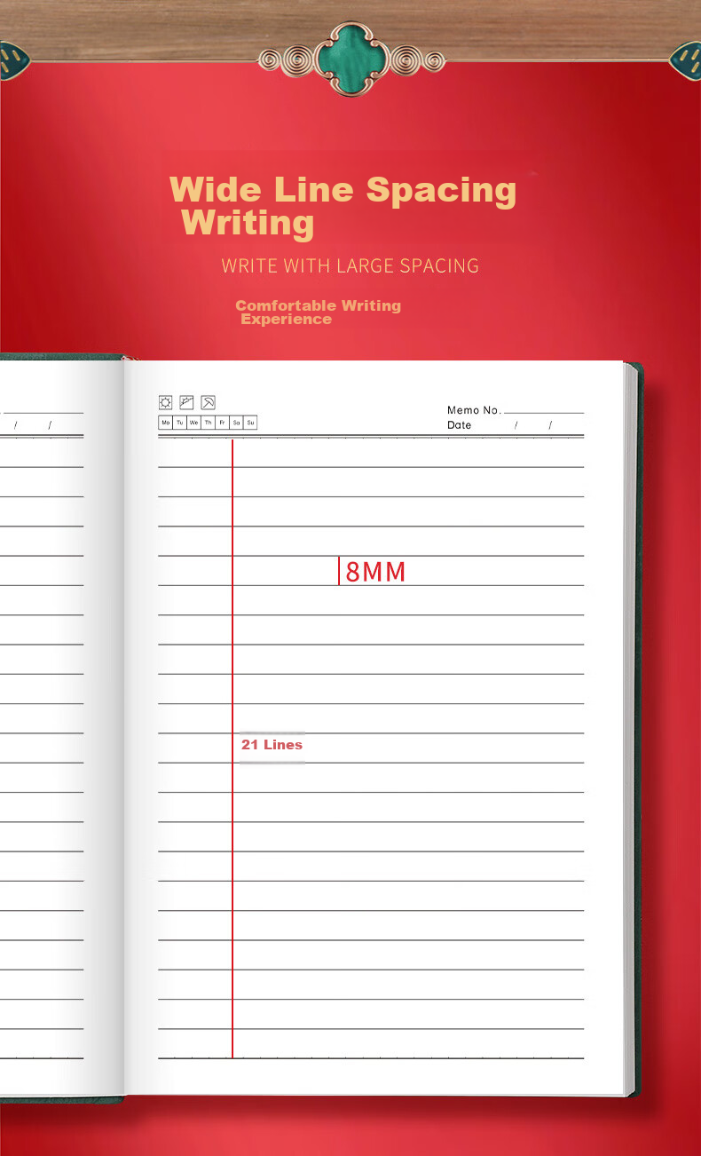 Faramon Notebook A5, National Trend High-Quality Thick Journal, Work Diary, Study Meeting Record Book, Business Office Notebook, Customizable for Enterprises, Round Button - Gree 2