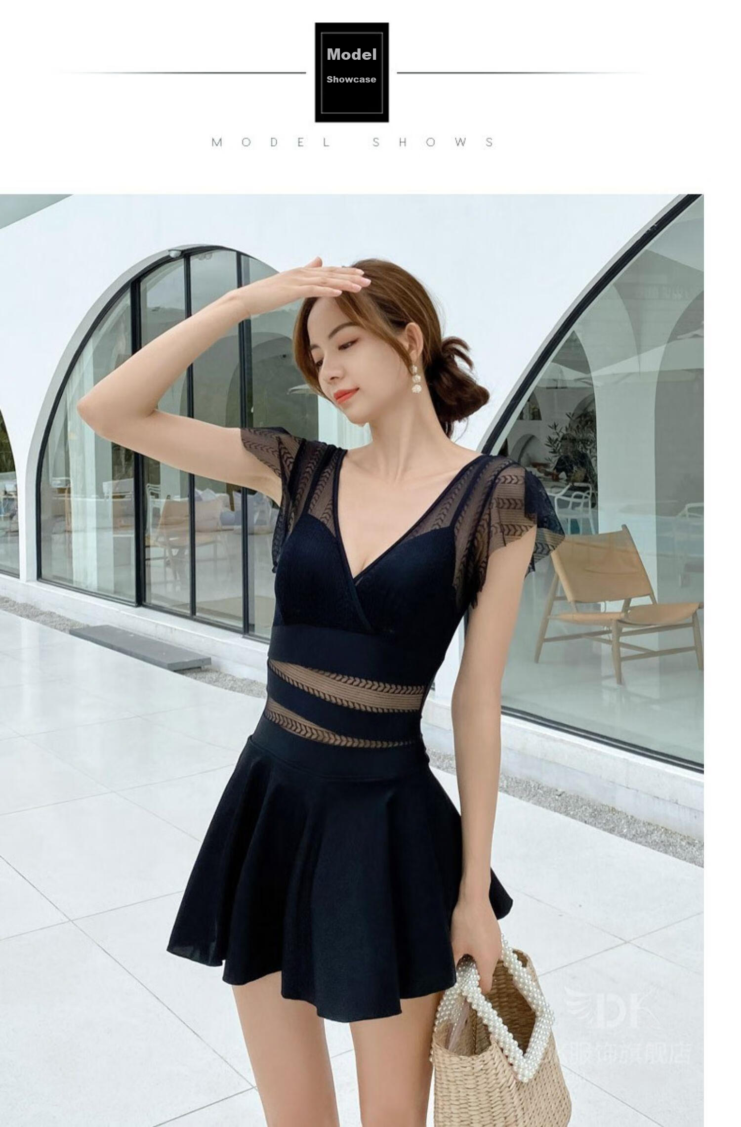 DK Swimsuit for Women, 2026 New Style, Sexy Push-Up, Conservative, Tummy-Concealing, Slimming, One-Piece Dress-Style Hot Spring, XL 5