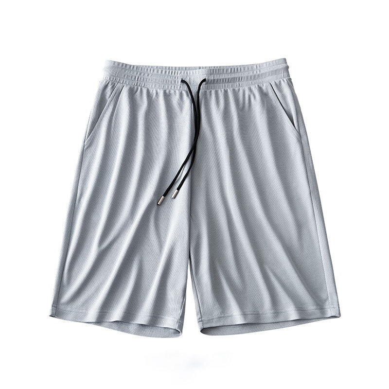 Jeanswest Men's Shorts, 2026 Summer Thin Ice Silk Cool Feeling Quick-Dry Casual Mesh Sports Shorts, Mid-Length Pants, Light Gray, L 11