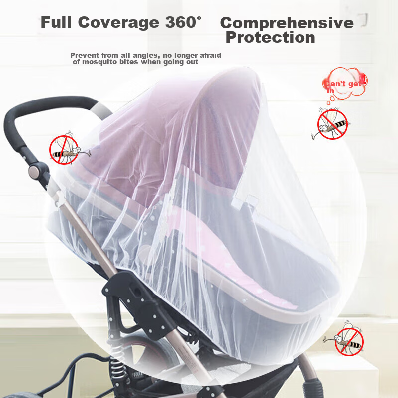 9I9 Baby Stroller Mosquito Net, Universal Full Coverage Anti-Mosquito Cover for Children's Carriages, High-Quality, Extra Large, Dense Mesh, Upgraded Versio