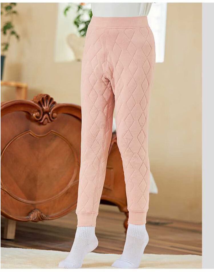 Caiyue Boys' Thermal Pants 100% Wool Filled Fleece-Lined Thickened Cotton School Uniform Leggings for Older Children 2