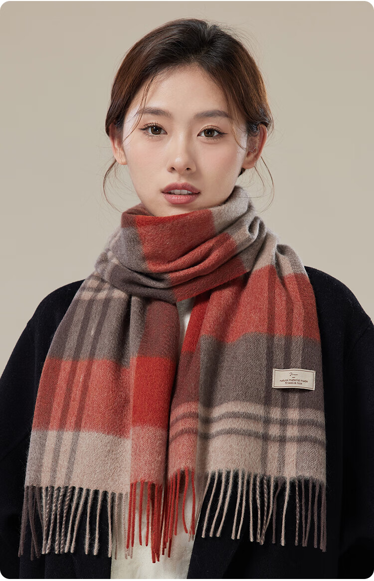 JIUMU 100% Cashmere Scarf for Women, Autumn And Winter Shawl, Warm Neck Wrap, Gift for Girls, Mid-Autumn Festival Birthday Present, Gift Box Set 10