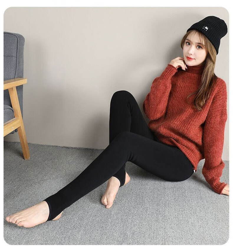LangSha Women's Leggings, Extra Thick Wool Pants from Northeast China, Autumn And Winter Wear, Fleece-Lined, Cold-Resistant, One-Piece Thermal Pants, High-Waisted, Slimming Cotton Pants 16