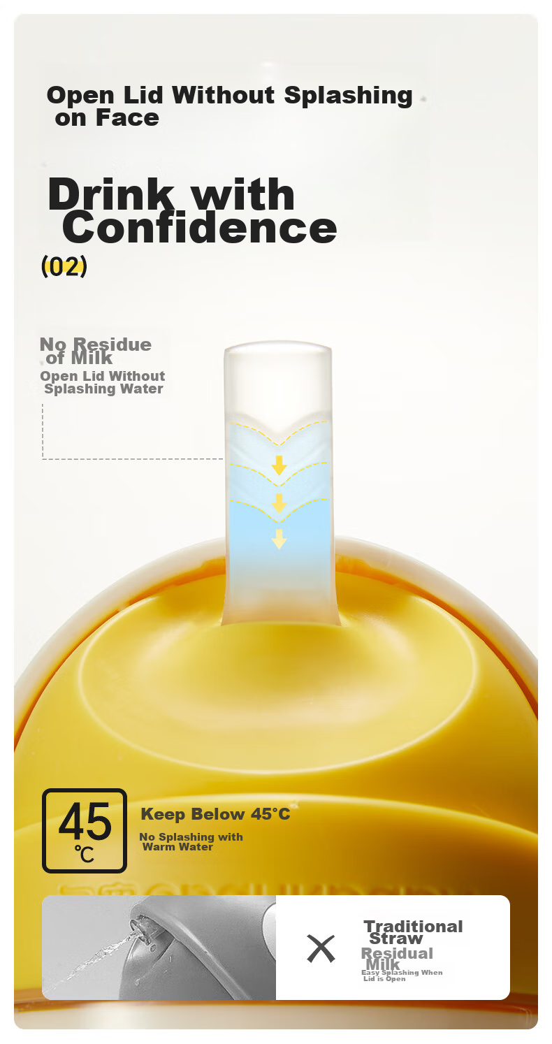 Huangchong Xingqiu Suiyin Cup, Straw Cup for Children over One Year Old, Kindergarten Direct Drinking Milk Bottle, Baby Water Cup, Yellow, 240ml 6