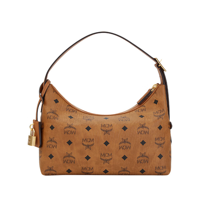 MCM AREN Small Crossbody Hobo Bag, Underarm Bag for Women, Cognac Color 3