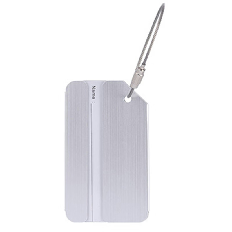 Banzheni Aluminum Alloy Luggage Tag, Metal Carry-On Tag, Travel Suitcase Check-In Tag, Trolley Case Identification Tag with Handwritten Card Paper, Brushed Silver