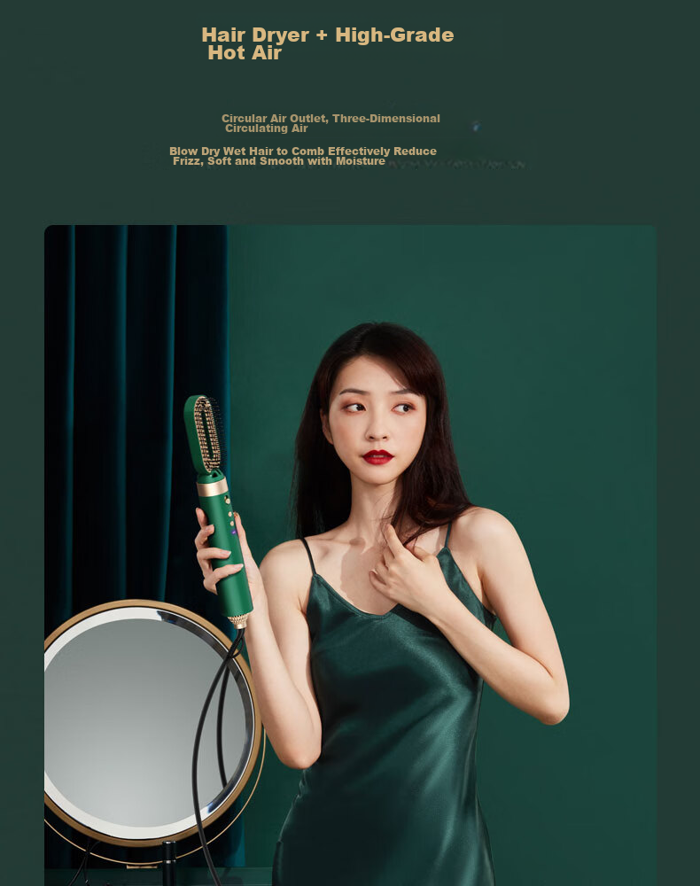 CONFU High-Speed Hair Dryer Multi-Function Automatic Curling Iron Negative Ion Hair Care Straightening Brush Egg Roll Lazy Person's Gadget Birthday Gift for Girlfriend F6 Sand Gold 9