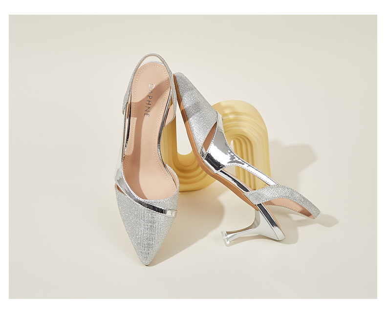 DAPHNE Women's Sandals, Fashionable And Elegant Thin Heel High Heels, Sexy Princess Style, Backless Versatile Women's Shoes, Single Shoes for Women 4622303011, Champagne Color, Size 36 24