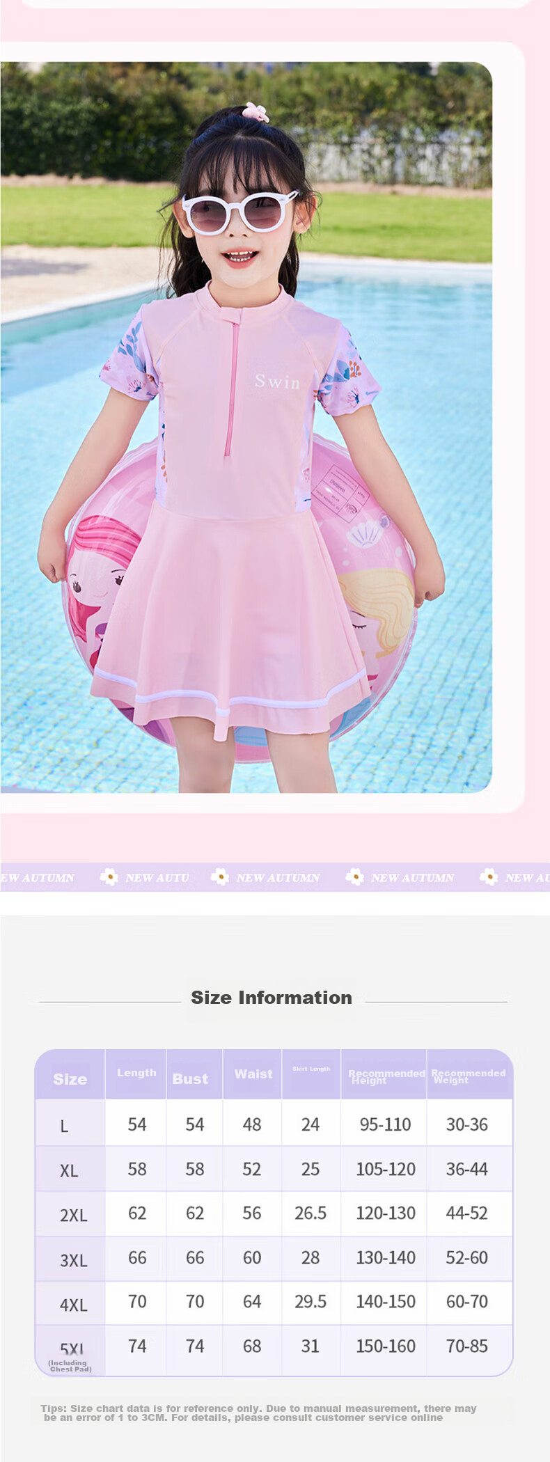 Babyprints Children's Swimsuit One-Piece Swimwear for Girls, Quick-Dry Training Suit for Older Kids, Suitable for Hot Springs, Blue, Size L 7