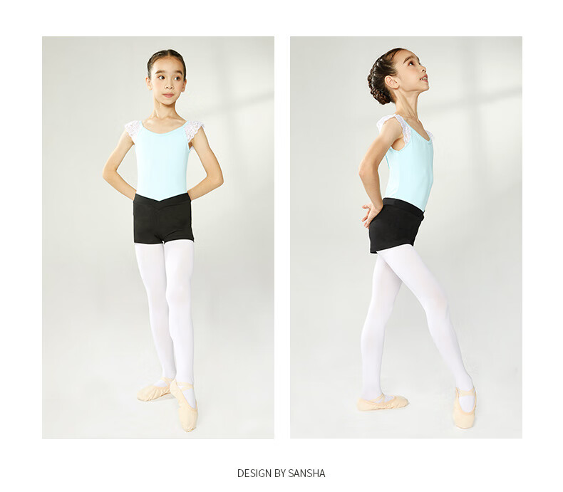 Sansha Children's Sports Dance Shorts for Girls, Tight-Fitting Practice Yoga Pants, Anti-Exposure Fitness Pants, Black, XXL 9