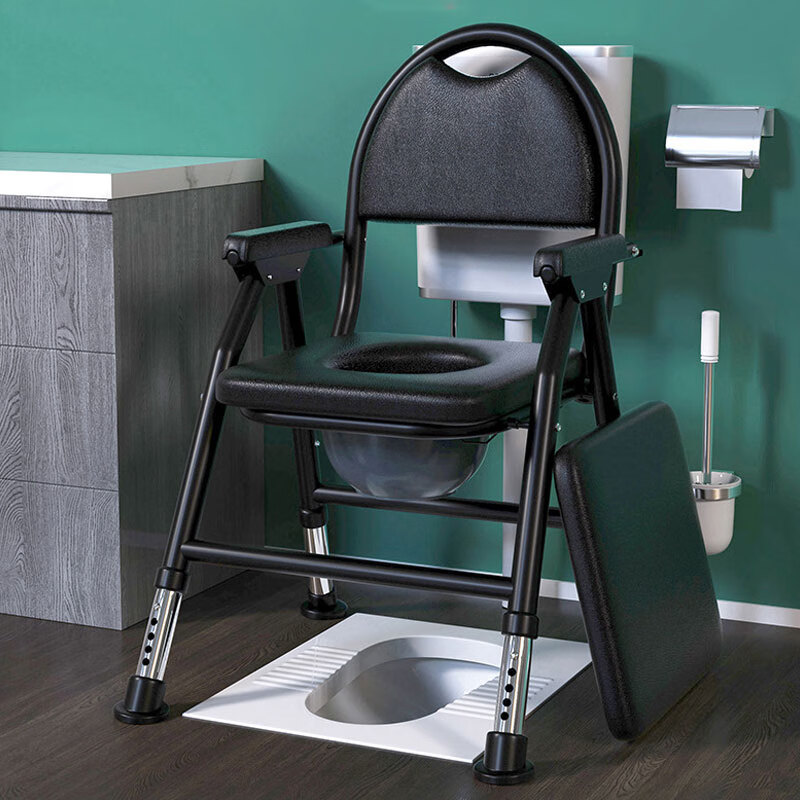 Youjia Premium Foldable Commode Chair for Elderly and Pregnant Women, Portable Toilet with Adjustable Height, Extra Large and Wide, Night Use, Home Foldable Mobile Commode Chair