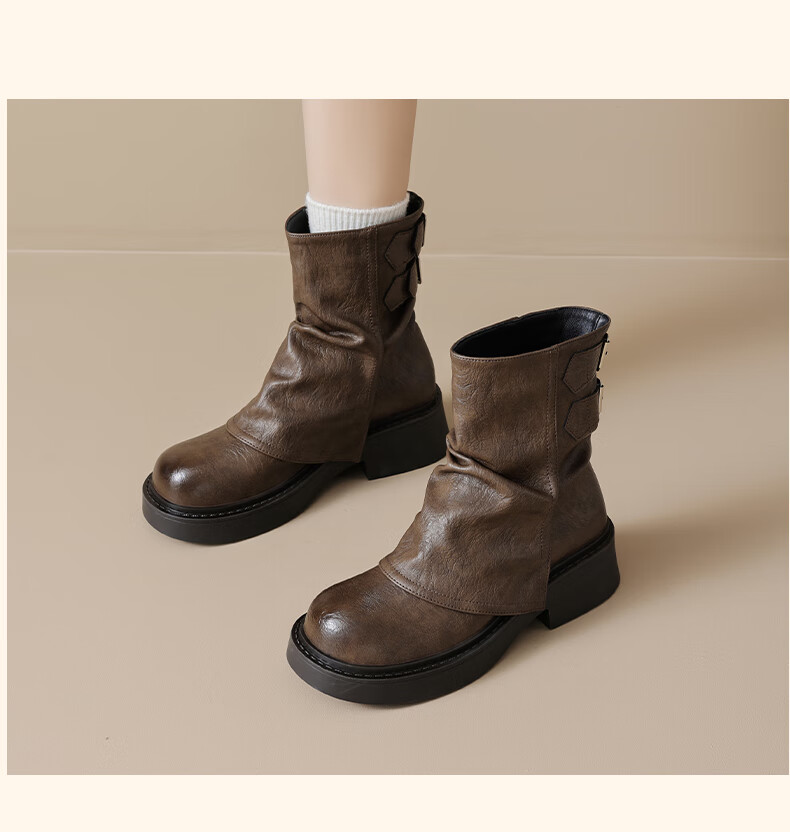 Daphne Meilad Women's Short Stacked Boots 2026 New Spring Xinjiang Travel Pants Leg Height Increasing Thick Sole Martin Boots 10