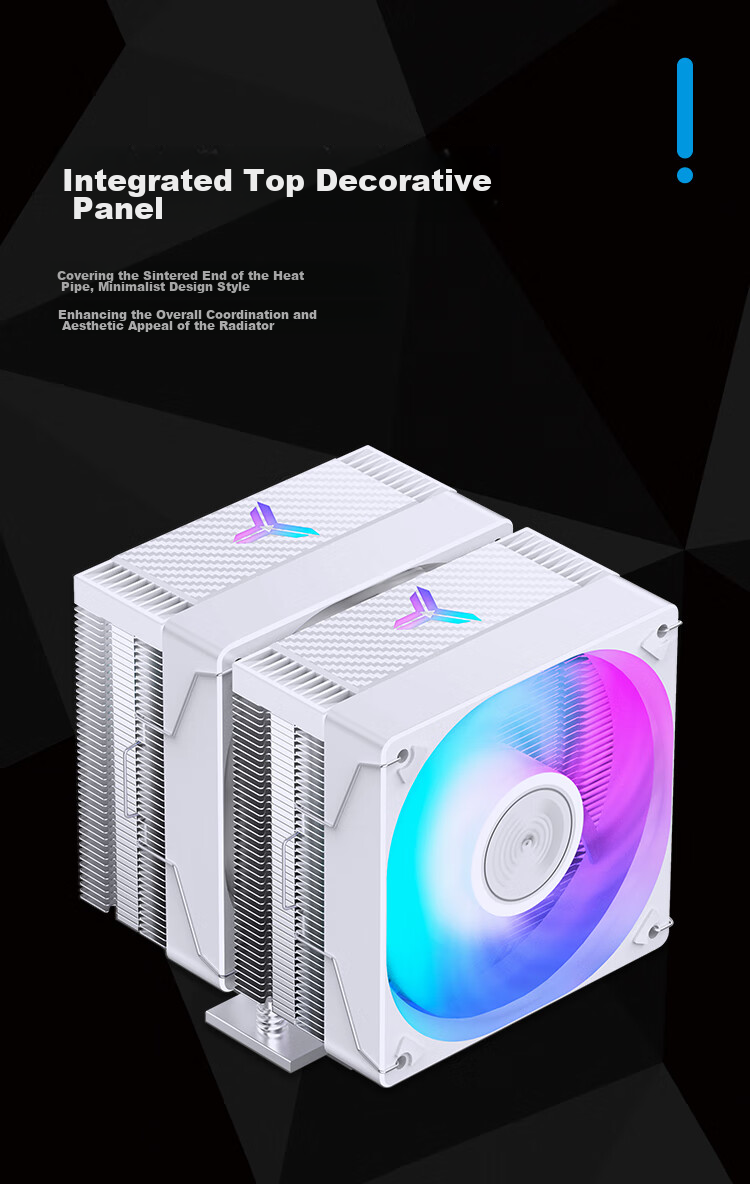 JONSBO CR-3000E Colorful White Edition CPU Air Cooler (Dual Tower Dual Fan / Nickel-Plated 6 Heat Pipes / Colorful Lighting Effects / PWM / Multi-Platform / Thermal Paste Included) 7