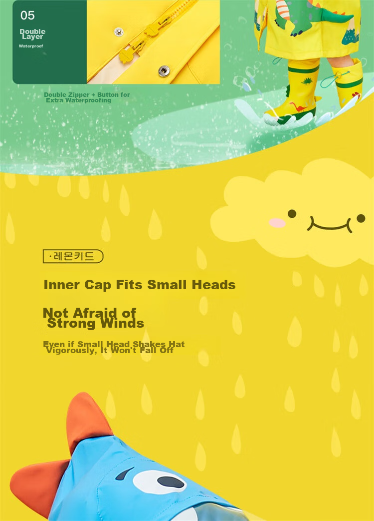 Lemonkid Children's Raincoat for Boys And Girls, Baby Rain Poncho, Elementary School Student Rain Gear, Tiana Rainbow Star Rabbit One-Piece, XL 6