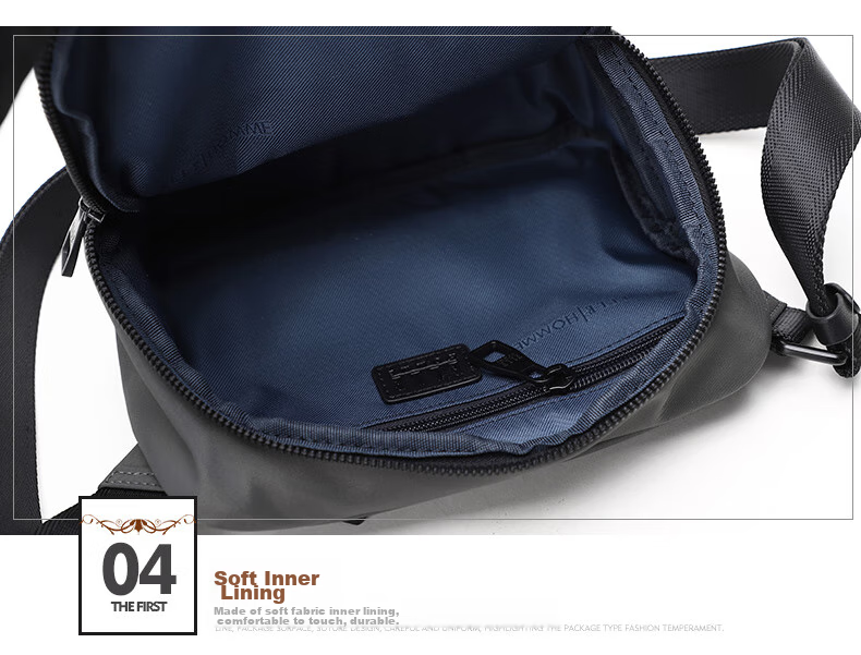 ELLE HOMME Men's Shoulder Bag, Trendy Lightweight Canvas Crossbody Bag, Water-Resistant Casual Phone Bag for Men, Travel Bag in Gray 17