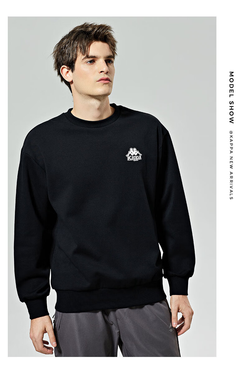 Kappa Pullover Hoodie for Couples, Loose-Fitting Sports Sweatshirt, Casual Round Neck Jacket K0CZ2WT93V Romantic White M 11