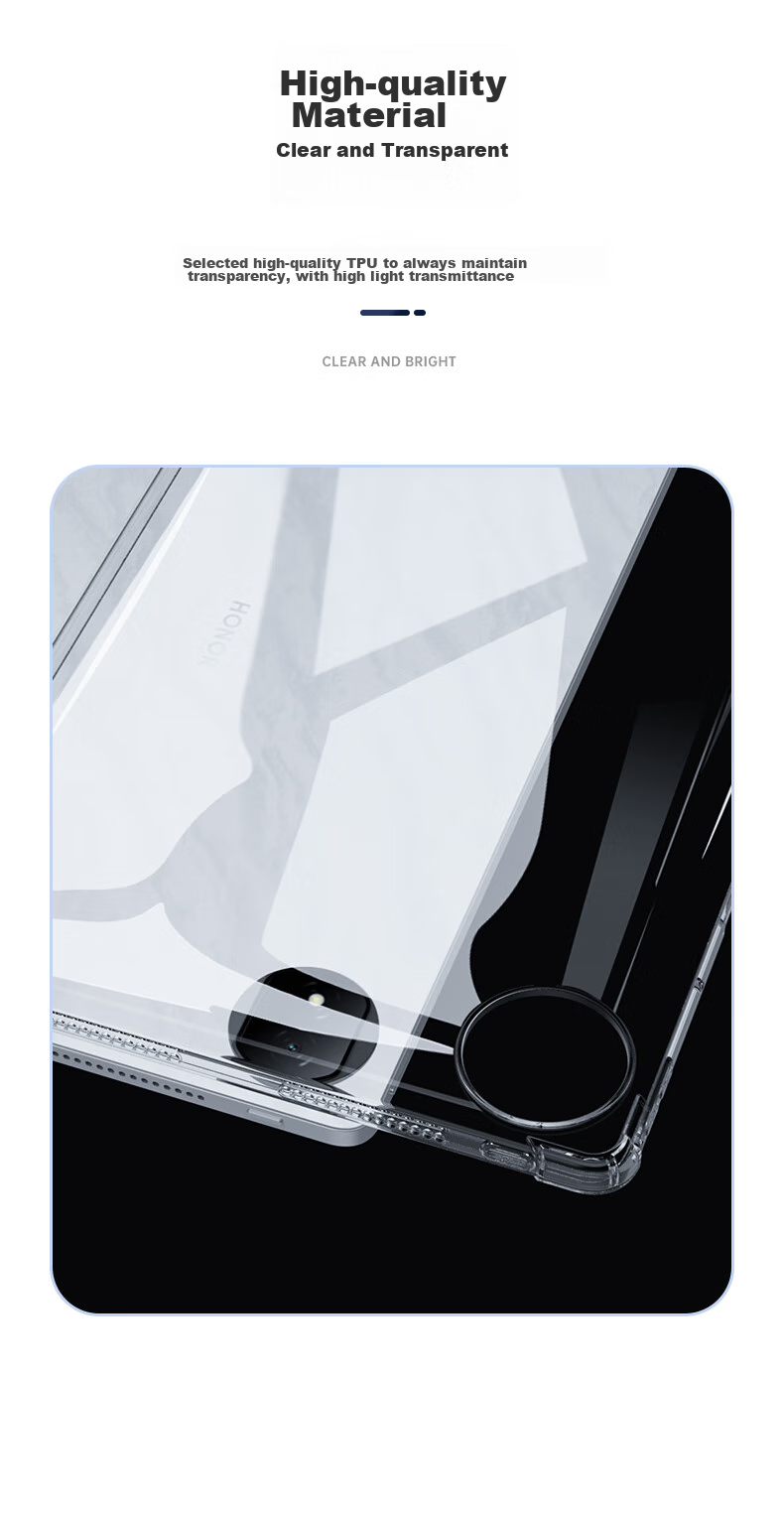 BIAZE Compatible with Honor MagicPad 2024 Protective Case, Honor Tablet 12.3-Inch Protective Cover, TPU Transparent Case with Four Corners PB535 - Transparent White 9