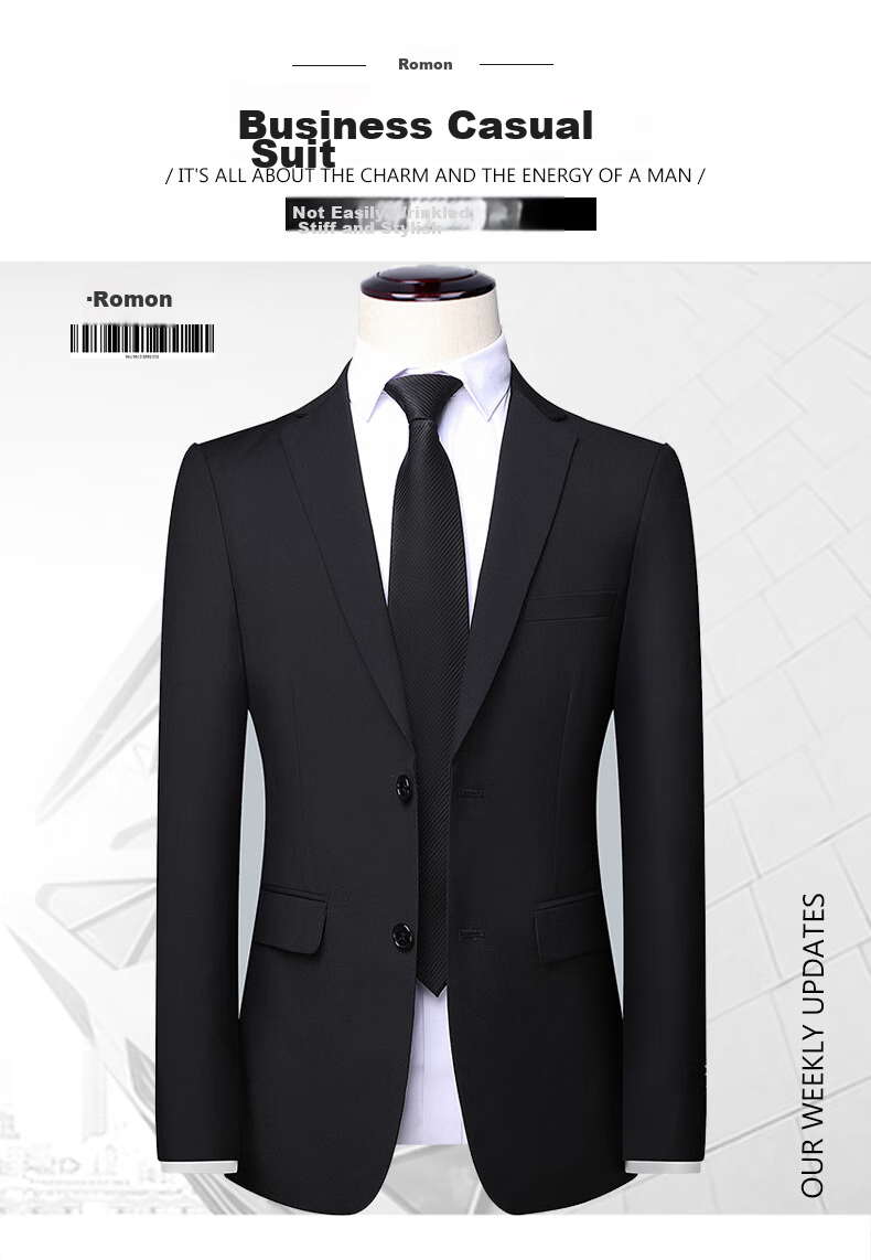 ROMON Men's Suit Jacket, All-Season Slim Fit Professional Business Formal Wear, Men's Blazer Casual Single Suit Outerwear 1