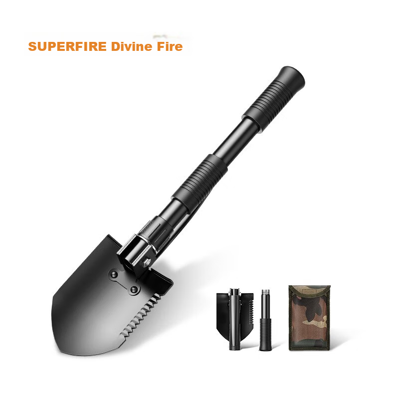 SupFire BG01 Multifunctional Military Shovel, Life-Saving Iron Spade, Foldable Car-Mounted Military Shovel, Outdoor Camping Emergency Spade, Hoe, And Pickaxe